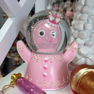 Pink gingerbread Snow Globe by Glitterville
